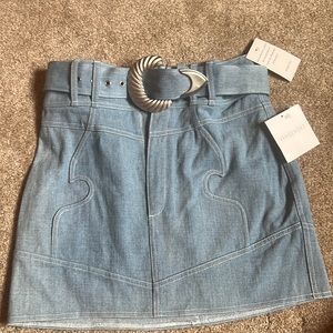 For Love And Lemons Blue Denim Mini Skirt